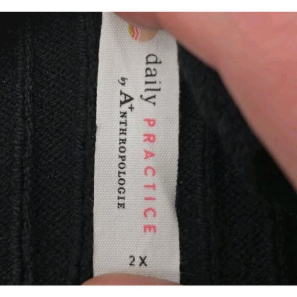 Anthropologie Top Womens 2X Black Tank Crop Sweater Ribbed Daily Practice - Picture 3 of 9